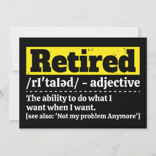 Funny Retired Definition Humour Retirement Gift Invitation