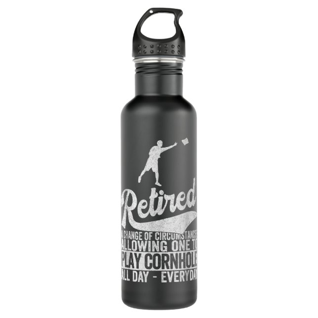 Funny Retired Definition Retirement Plan Cornhole 710 Ml Water Bottle (Front)