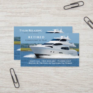 Funny Retired DIY Profession White Yacht Gag Busin Business Card