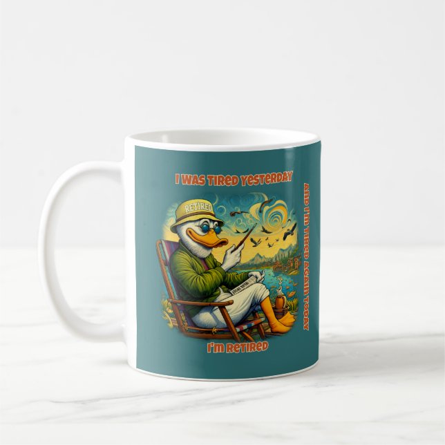 Funny Retired Duck Coffee Mug (Left)