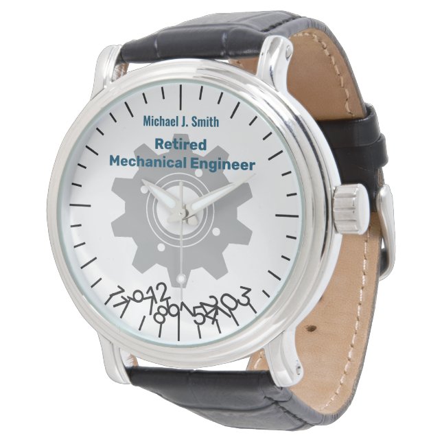 Funny Retired Engineer Jumble Numbers Personalise Watch (Angled)