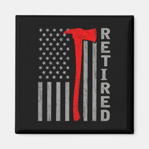 Funny Retired Firefighter Usa Flag Fireman Retirem Magnet
