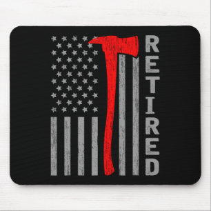 Funny Retired Firefighter Usa Flag Fireman Retirem Mouse Mat