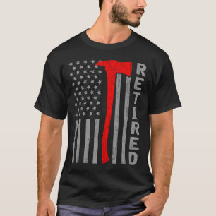 Funny Retired Firefighter Usa Flag Fireman Retirem T-Shirt