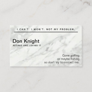 Funny Retired Gag Gift Business Card