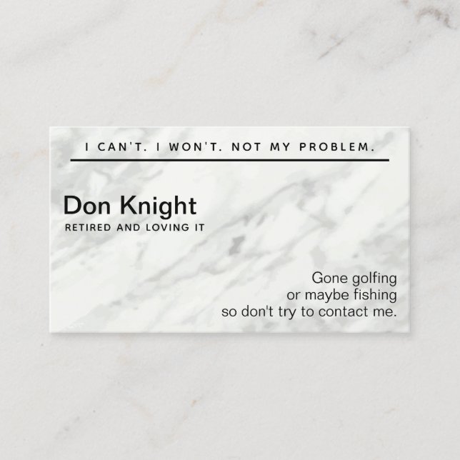 Funny Retired Gag Gift Business Card (Front)