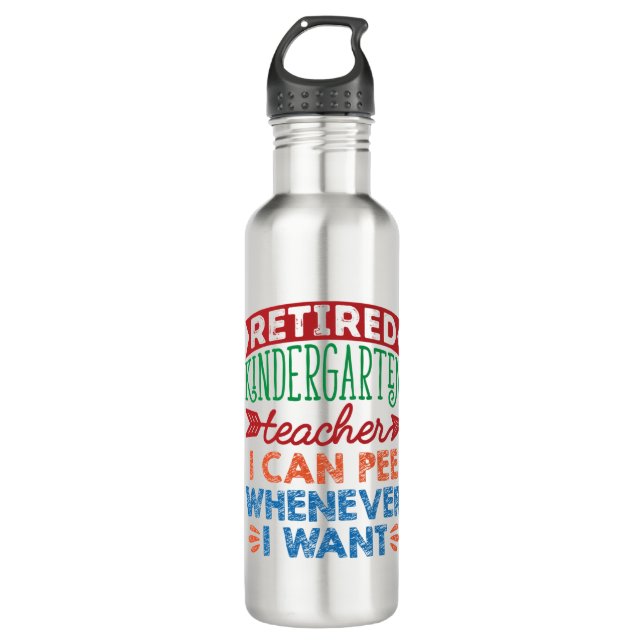 Funny Retired Kindergarten Teacher 710 Ml Water Bottle (Front)