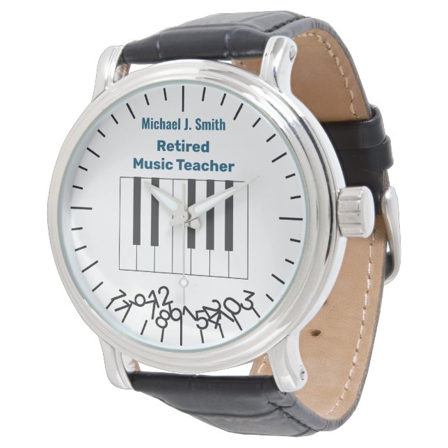 Funny Retired Music Teacher Name Jumble Numbers  Watch (Angled)