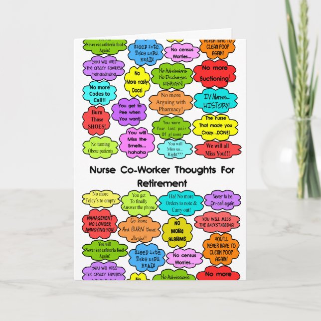 Funny Retired Nurse Gifts Co-Worker Thoughts Card (Front)