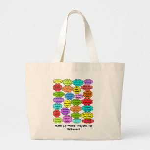 Funny Retired Nurse Gifts Co-Worker Thoughts Large Tote Bag