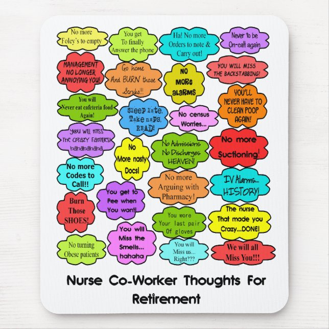 Funny Retired Nurse Gifts Co-Worker Thoughts Mouse Mat (Front)