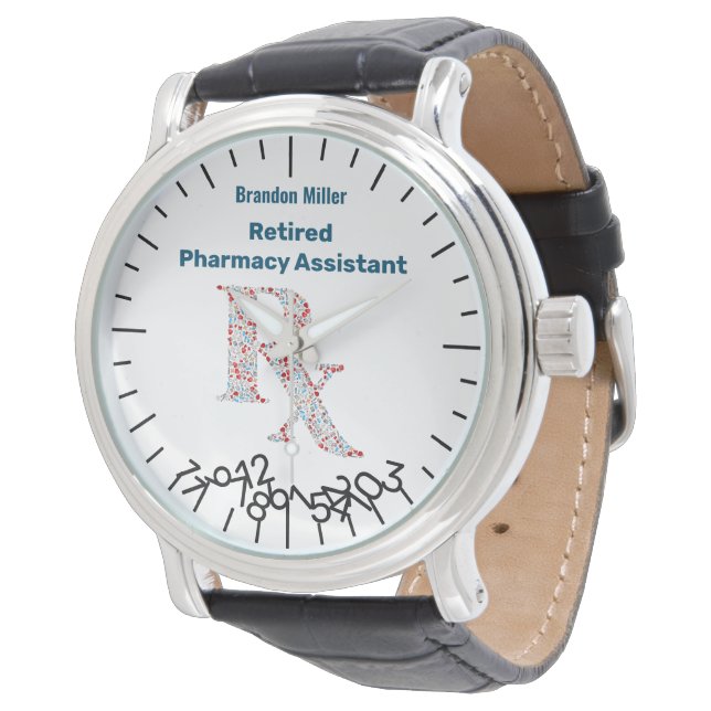 Funny Retired Pharmacy Assistant Jumble Numbers  Watch (Angled)