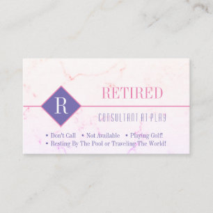 Funny Retired, Pink Marble, DIY Pink Gag Business Card