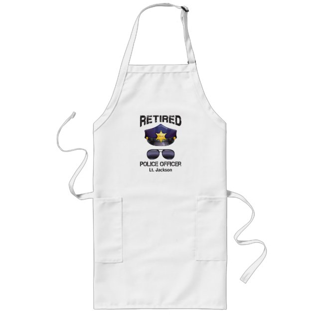 Funny Retired Police Officer-Give It Arrest Long Apron (Front)