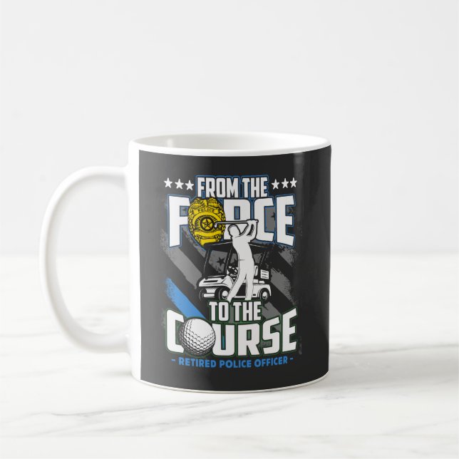 Funny Retired Police Officer Golf Retirement Gift Coffee Mug (Left)