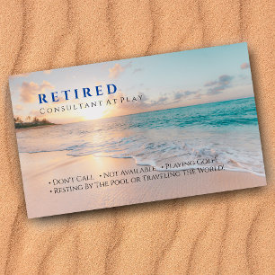 Funny Retired, Sunset Beach, DIY Profession Gag Bu Business Card