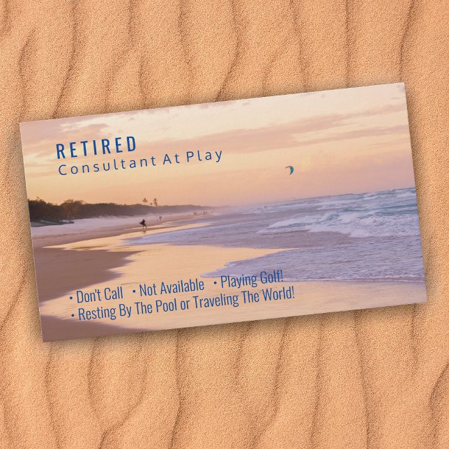 Funny Retired, Sunset Beach, Profession Gag Business Card (Creator Uploaded)