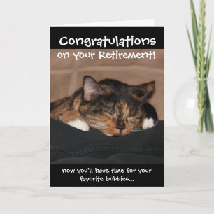 Funny Retirement Card, Napping Calico Cat Card