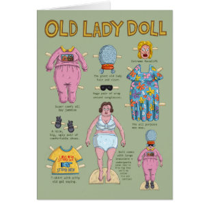 FUNNY Retirement Card - Old Lady Paper Doll
