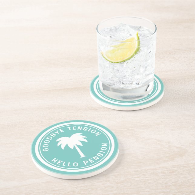Funny retirement coaster with palm tree logo (Side)