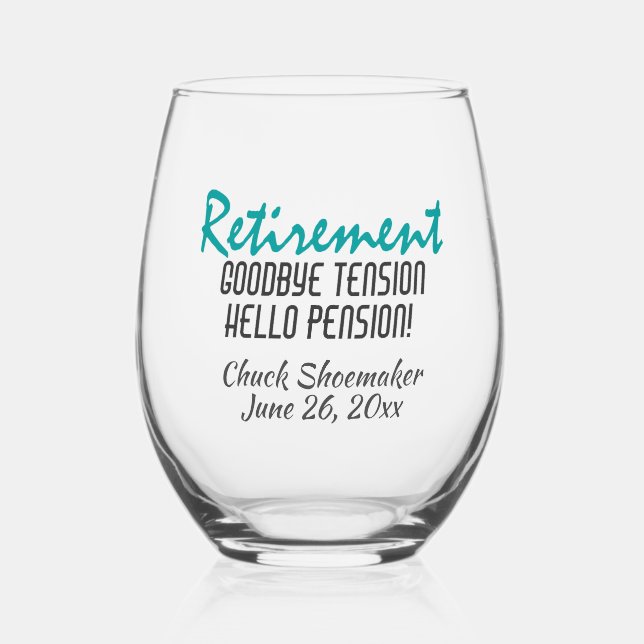 Funny Retirement Commemorative Stemless Wine Glass (Front)