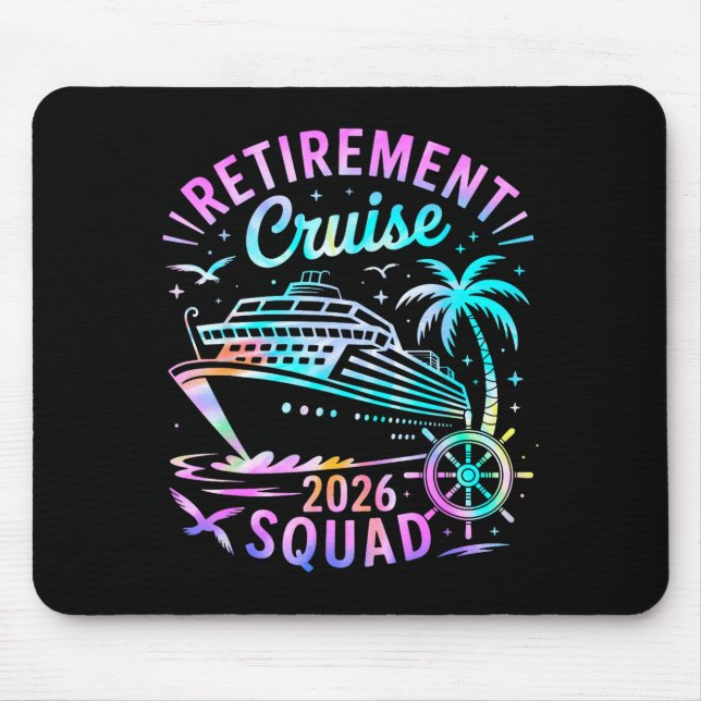 Funny Retirement Cruise 2026 Squad Tie Dye Retired Mouse Mat (Front)