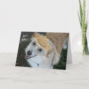 Funny Retirement, Dog in Glasses and Fishing Hat Card