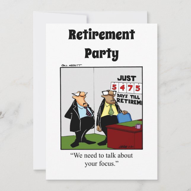 Funny Retirement Humour Party Invitations (Front)