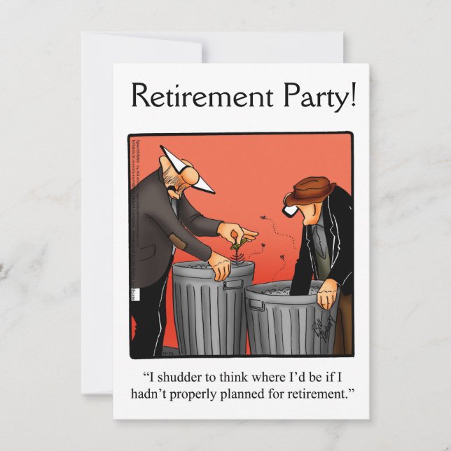 Funny Retirement Humour Party Invitations (Front)