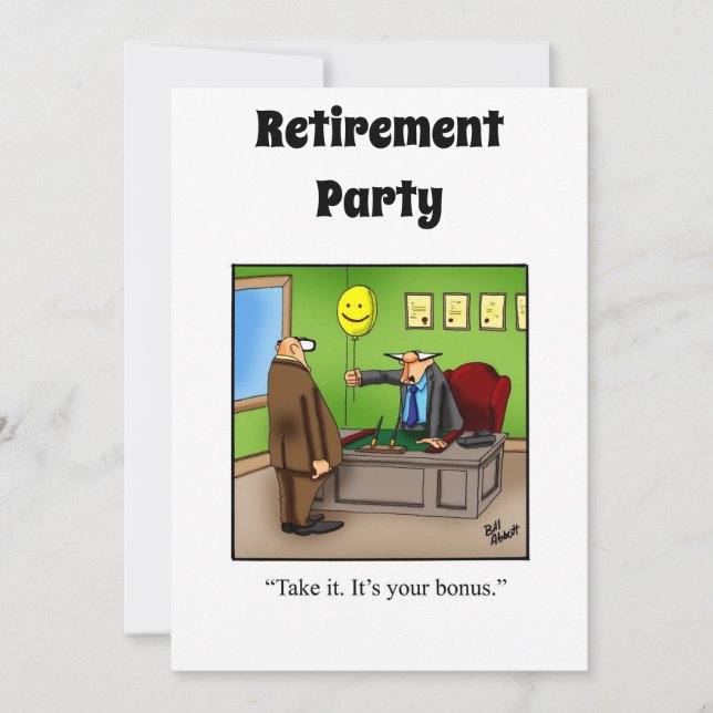 Funny Retirement Humour Party Invitations (Front)