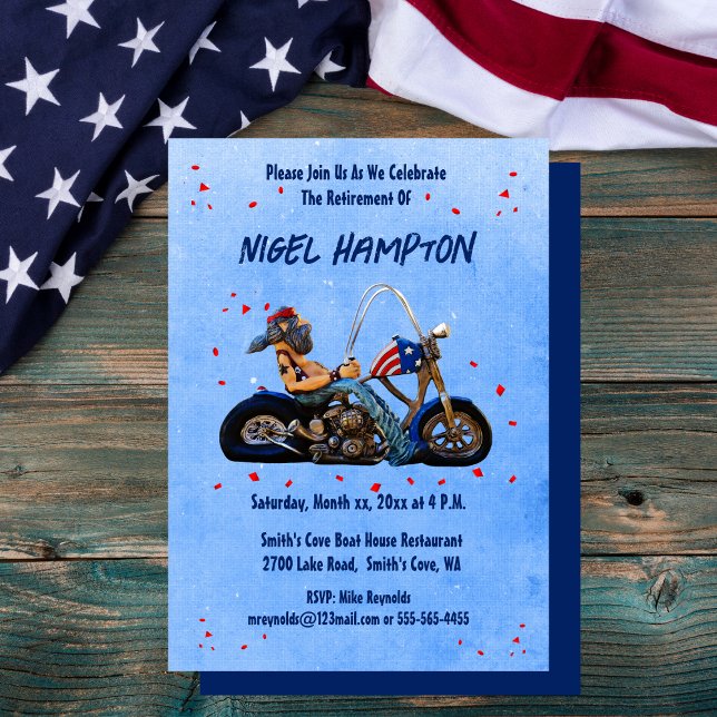 Funny Retirement Party Biker Invitation (Funny Retirement Party Biker Invitation)