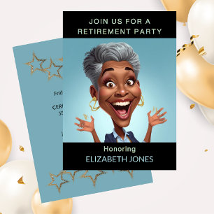 Funny Retirement Party Caricature Lady Invitation