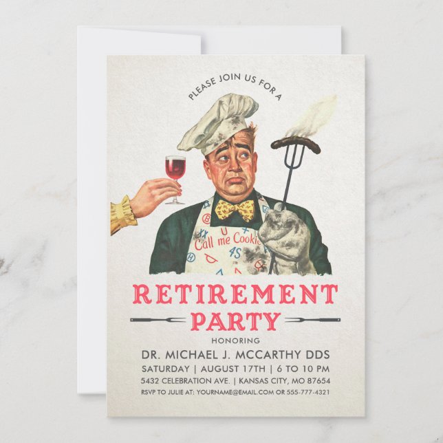 Funny Retirement Party Invitations | Vintage (Front)