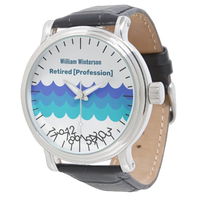 Funny Retirement Personalised Name Jumble Numbers  Watch (Angled)