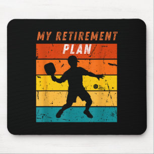 Funny retirement plan pickleball retro vintage mouse mat