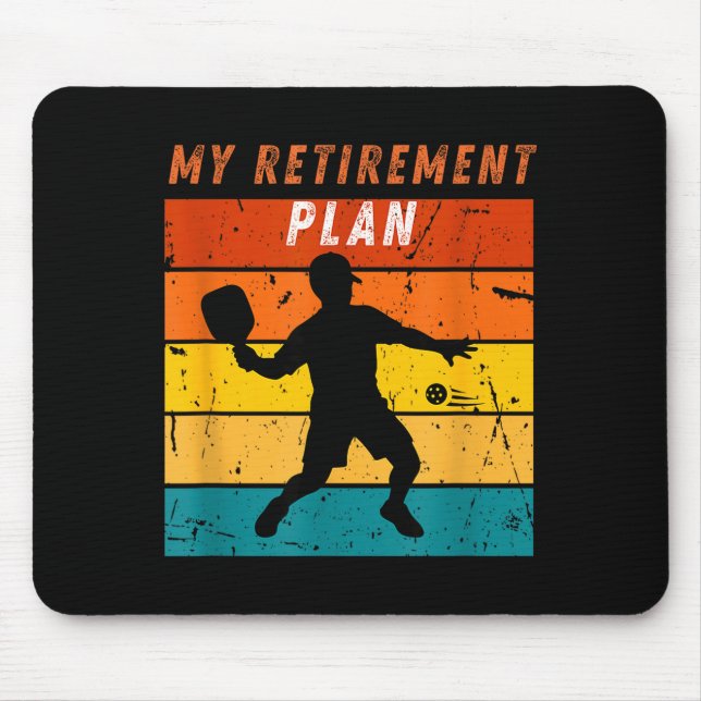 Funny retirement plan pickleball retro vintage mouse mat (Front)