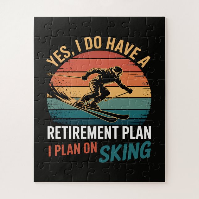 Funny Retirement Plan Ski Retiring Jigsaw Puzzle (Vertical)