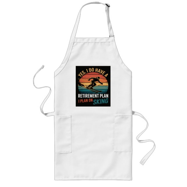 Funny Retirement Plan Ski Retiring Long Apron (Front)