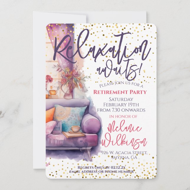 Funny Retirement Relaxation Awaits Party Invitation (Front)