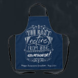 Funny Retirement Retire Awesome Quote Apron<br><div class="desc">Funny retirement saying in striking design - "You can't retire from being awesome". This retirement quote apron would make a fabulous gift for a retire who loves wine - especially if they love to cook too. Perfect for retired teachers,  colleagues and friends.</div>