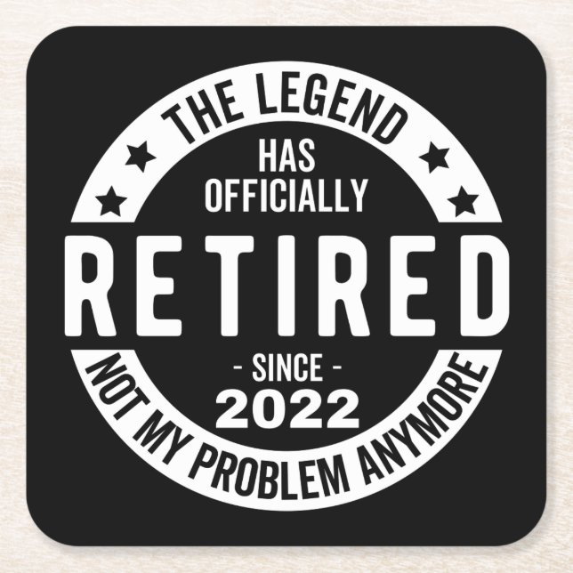 funny retirement, retired, retired firefighter, re square paper coaster (Front)