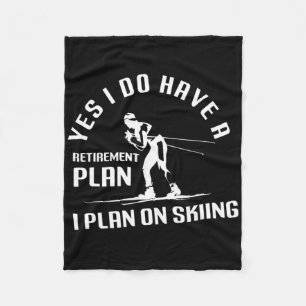 Funny Retirement Skiing Fleece Blanket