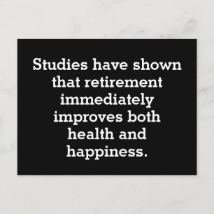 Funny retirement statistics quote postcard