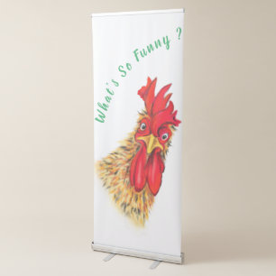 Funny Retractable Banner Playful Surprised Rooster
