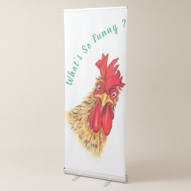 Funny Retractable Banner Playful Surprised Rooster (3/4)
