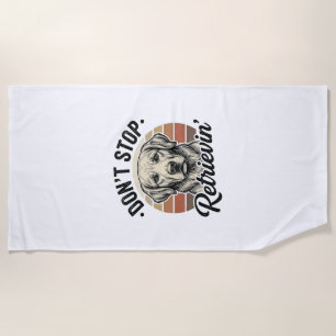 Funny Retriever Dog Vintage Engraving Graphic Tee_ Beach Towel