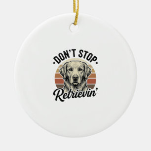 Funny Retriever Dog Vintage Engraving Graphic Tee_ Ceramic Tree Decoration