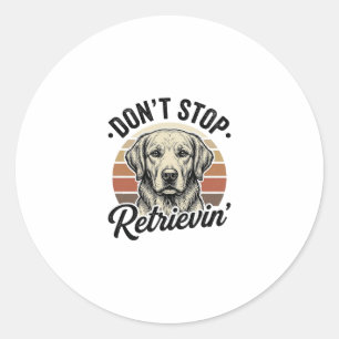 Funny Retriever Dog Vintage Engraving Graphic Tee_ Classic Round Sticker