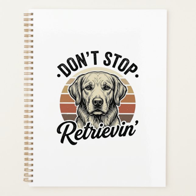 Funny Retriever Dog Vintage Engraving Graphic Tee_ Planner (Front)