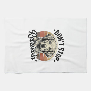 Funny Retriever Dog Vintage Engraving Graphic Tee_ Tea Towel